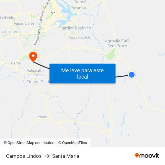 Campos Lindos to Santa Maria map