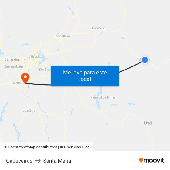 Cabeceiras to Santa Maria map