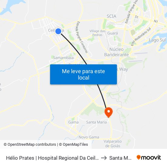 Hélio Prates | Hospital Regional Da Ceilândia to Santa Maria map