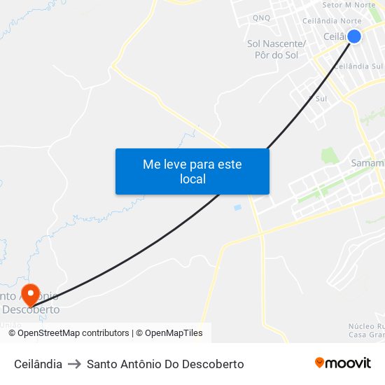 Ceilândia to Santo Antônio Do Descoberto map