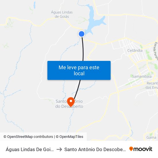 Águas Lindas De Goiás to Santo Antônio Do Descoberto map