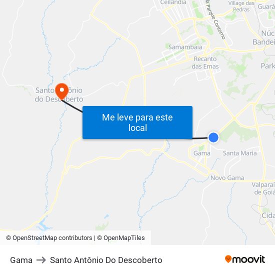 Gama to Santo Antônio Do Descoberto map