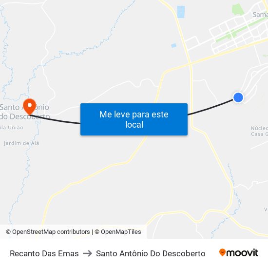 Recanto Das Emas to Santo Antônio Do Descoberto map