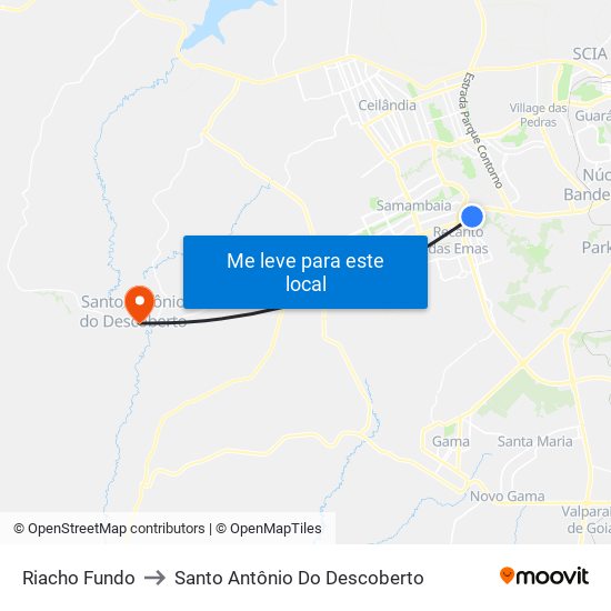 Riacho Fundo to Santo Antônio Do Descoberto map