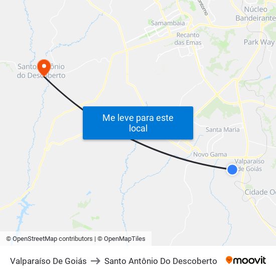 Valparaíso De Goiás to Santo Antônio Do Descoberto map