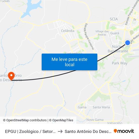 EPGU | Zoológico / Setor Hípico to Santo Antônio Do Descoberto map