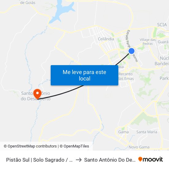 Pistão Sul | Solo Sagrado / Ceub / Petz to Santo Antônio Do Descoberto map