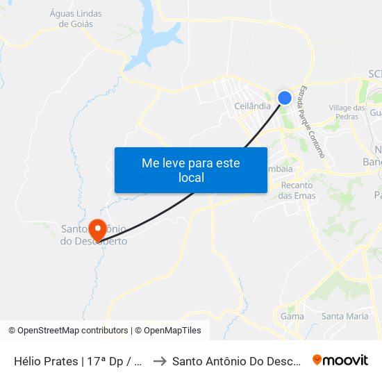 Hélio Prates | 17ª Dp / Cef 12 to Santo Antônio Do Descoberto map