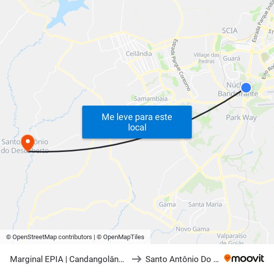 Marginal EPIA | Candangolândia «OPOSTO» to Santo Antônio Do Descoberto map