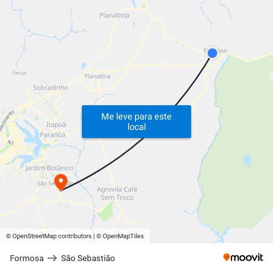 Formosa to São Sebastião map