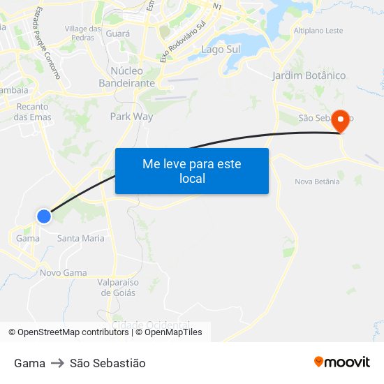 Gama to São Sebastião map