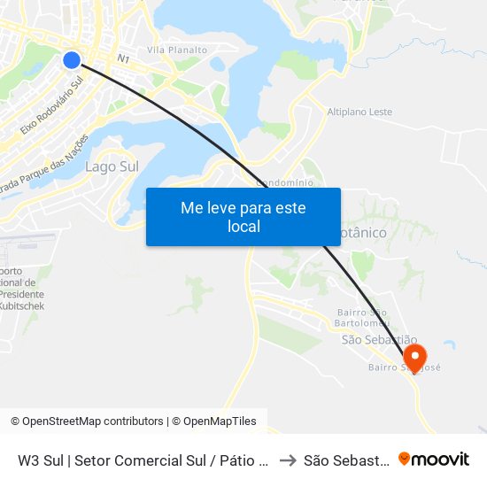 W3 Sul | Setor Comercial Sul / Pátio Brasil to São Sebastião map