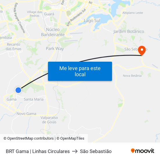 BRT Gama | Linhas Circulares to São Sebastião map