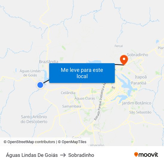 Águas Lindas De Goiás to Sobradinho map