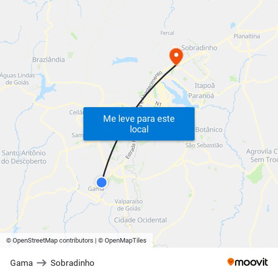 Gama to Sobradinho map