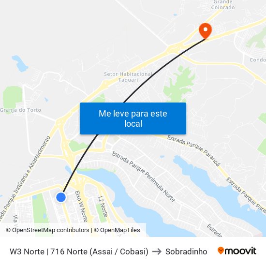 W3 Norte | 716 Norte (Assai / Cobasi) to Sobradinho map