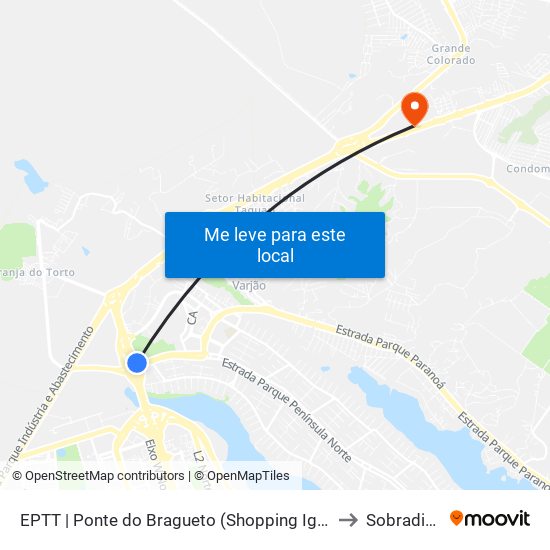 EPTT | Ponte do Bragueto (Shopping Iguatemi) to Sobradinho map