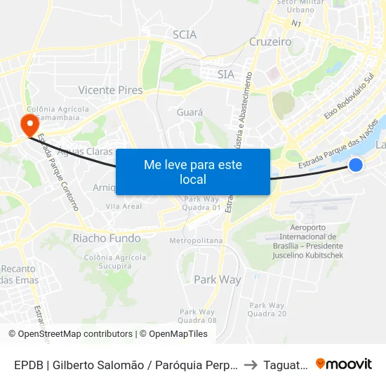 EPDB | Gilberto Salomão / Paróquia Perpétuo Socorro to Taguatinga map