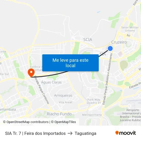 SIA Tr. 7 | Feira dos Importados to Taguatinga map