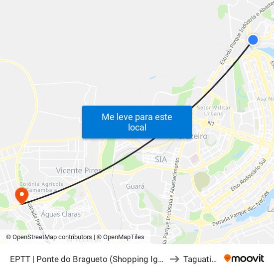 EPTT | Ponte do Bragueto (Shopping Iguatemi) to Taguatinga map