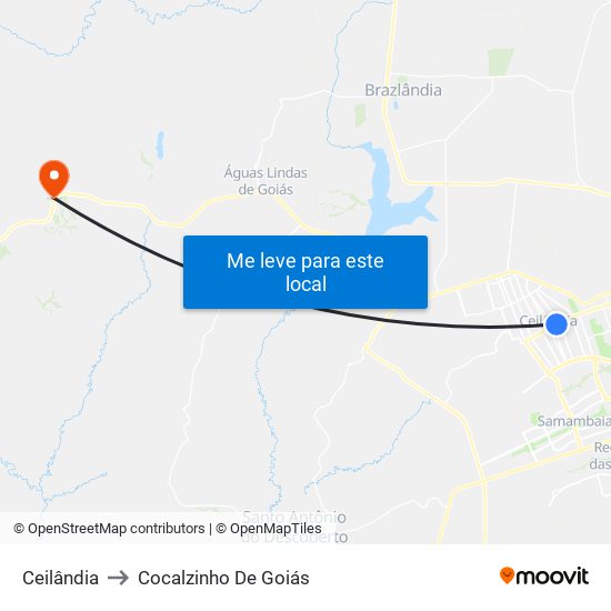 Ceilândia to Cocalzinho De Goiás map
