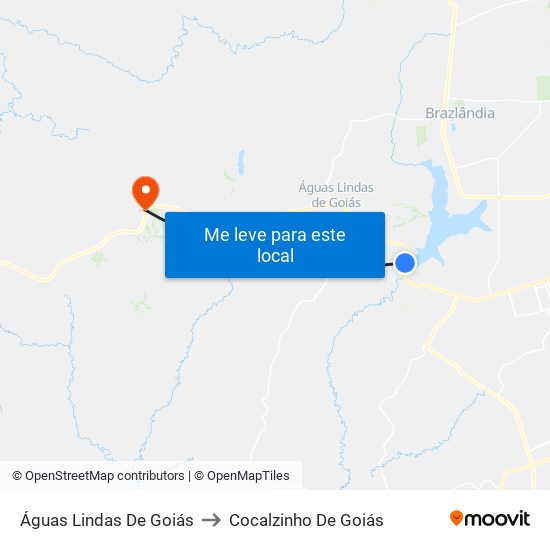 Águas Lindas De Goiás to Cocalzinho De Goiás map