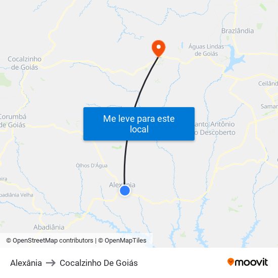 Alexânia to Cocalzinho De Goiás map