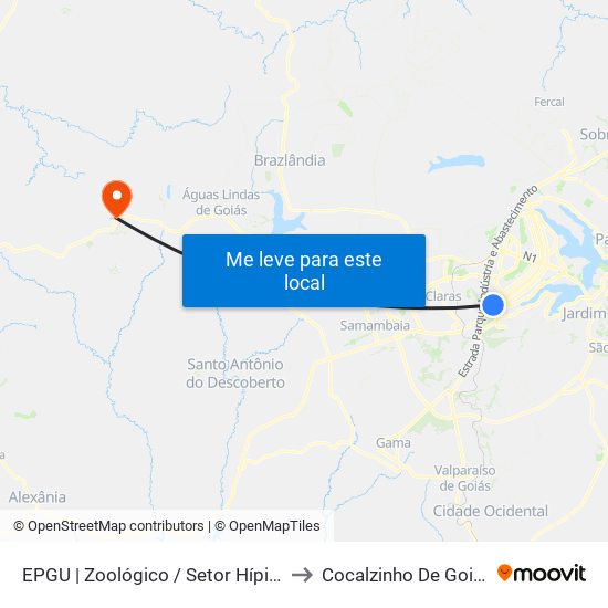 EPGU | Zoológico / Setor Hípico to Cocalzinho De Goiás map