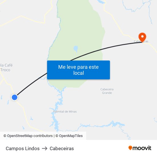 Campos Lindos to Cabeceiras map