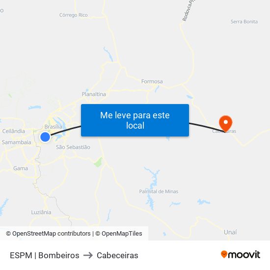 ESPM | Bombeiros to Cabeceiras map