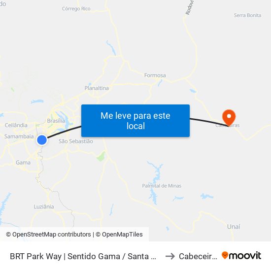 Estação BRT Park Way | Sentido Gama / Santa Maria to Cabeceiras map
