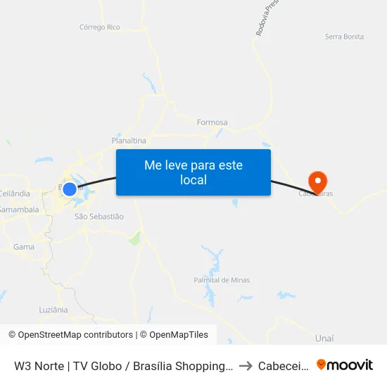 W3 Norte | TV Globo / Brasília Shopping / SHN to Cabeceiras map