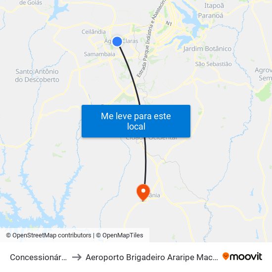 Concessionárias to Aeroporto Brigadeiro Araripe Macedo map