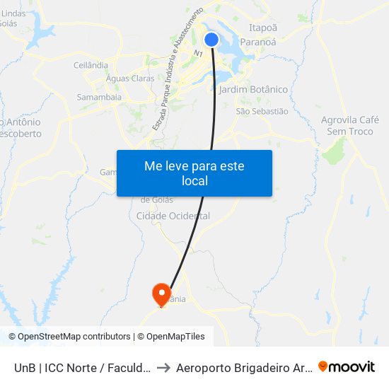 Unb | Icc Norte / Faculdade De Direito to Aeroporto Brigadeiro Araripe Macedo map