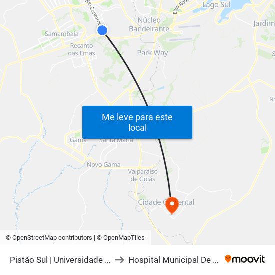 Pistão Sul | Universidade Católica / Estácio to Hospital Municipal De Cidade Ocidental map