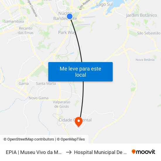 Epia Sul | Museu Vivo Da Memória Candanga to Hospital Municipal De Cidade Ocidental map