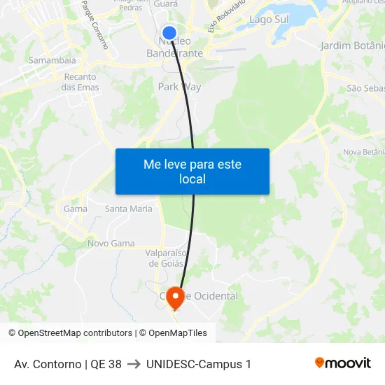 Av. Contorno | QE 38 to UNIDESC-Campus 1 map