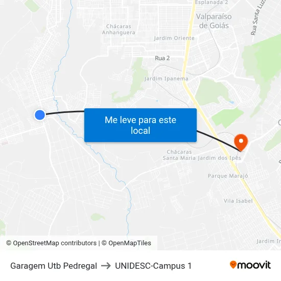 Garagem Utb Pedregal to UNIDESC-Campus 1 map