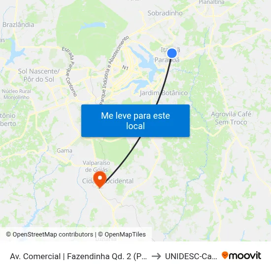 Av. Comercial | Fazendinha Qd. 2 (Ponto Nordestino) to UNIDESC-Campus 1 map