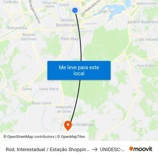 Rod. Interestadual / Estação Shopping / Assaí / Park Shopping to UNIDESC-Campus 1 map