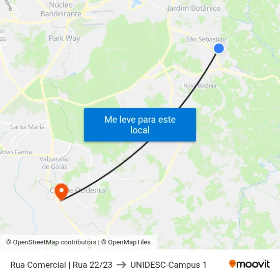 Rua Comercial | Rua 22/23 to UNIDESC-Campus 1 map