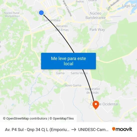 Av. P4 Sul - Qnp 34 Cj L (Emporium Beer) to UNIDESC-Campus 1 map
