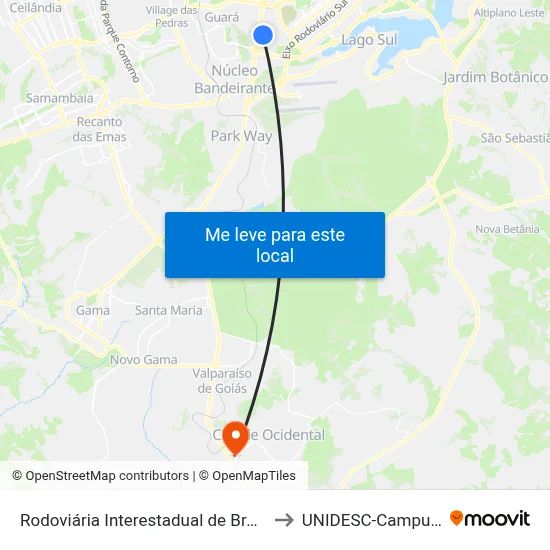 Rodoviária Interestadual de Brasília to UNIDESC-Campus 1 map