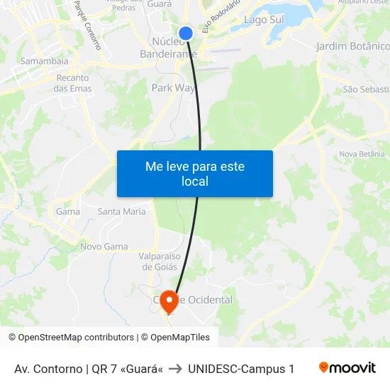 Av. Contorno | QR 7 «Guará« to UNIDESC-Campus 1 map
