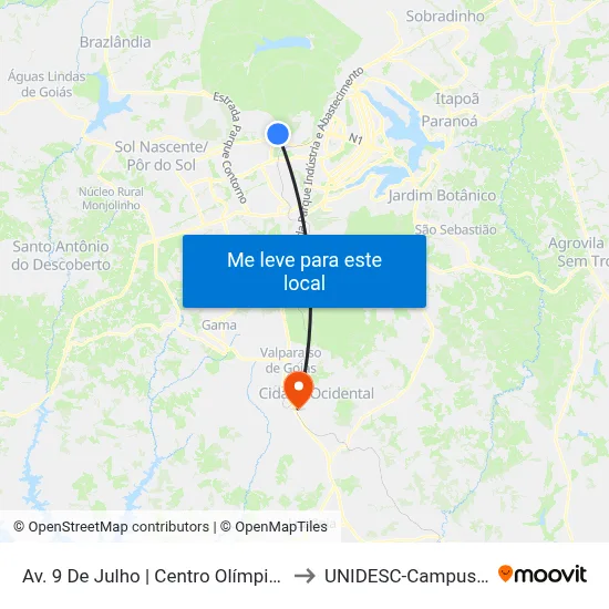 Av. 9 De Julho | Centro Olímpico to UNIDESC-Campus 1 map