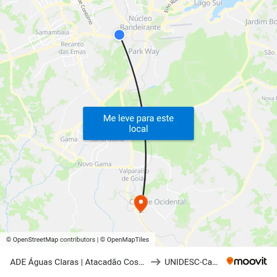ADE Águas Claras | Atacadão Costa «OPOSTO» to UNIDESC-Campus 1 map