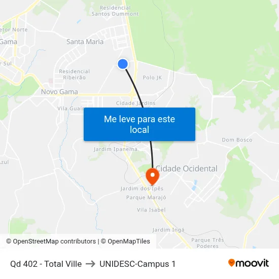 Qd 402 - Total Ville to UNIDESC-Campus 1 map