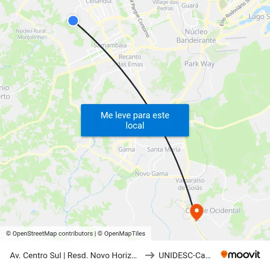 Av. Centro Sul | Resd. Novo Horizonte, Rua 14 to UNIDESC-Campus 1 map