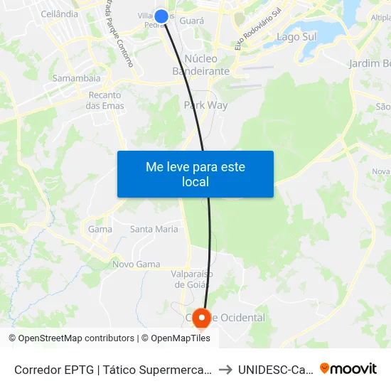 Corredor EPTG | Tático Supermercado (Sentido Tag.) to UNIDESC-Campus 1 map