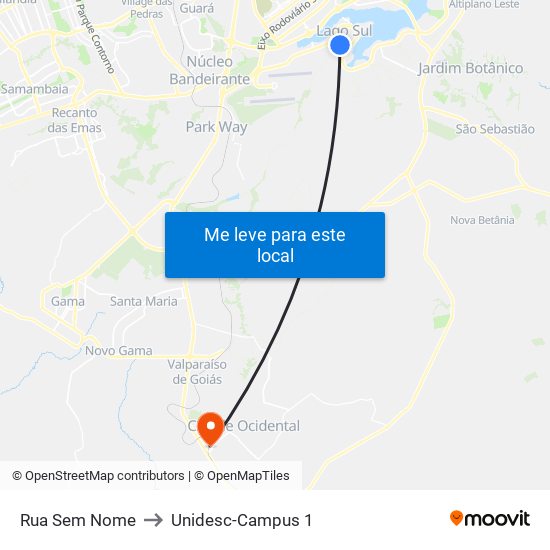 Rua Sem Nome to Unidesc-Campus 1 map